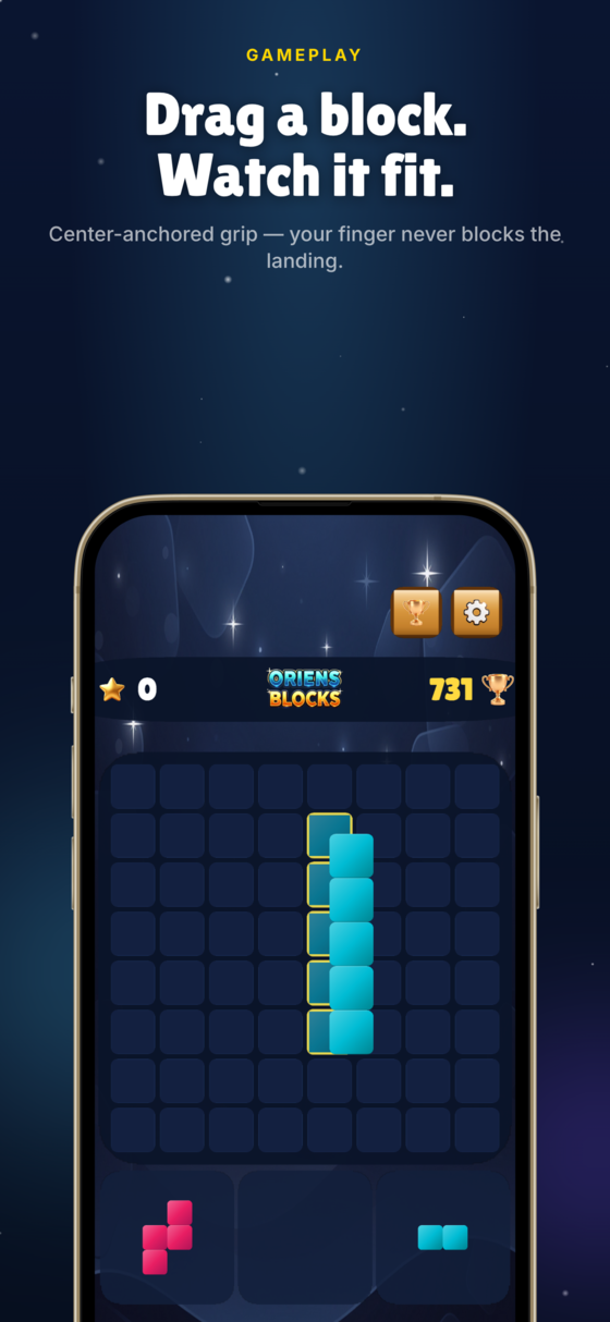 OriensBlocks — drag pieces